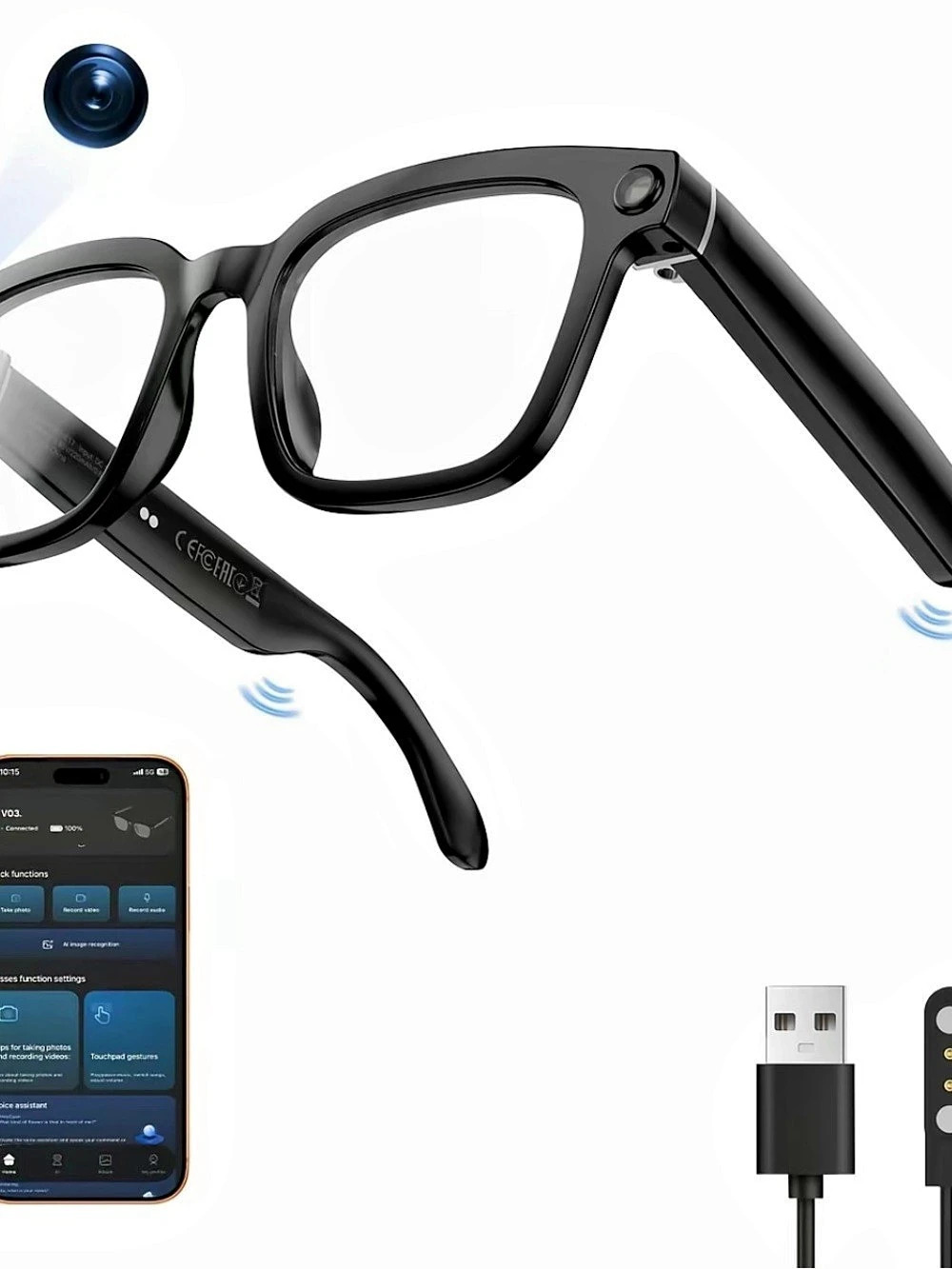 V03Pro Smart Glasses Black NWT